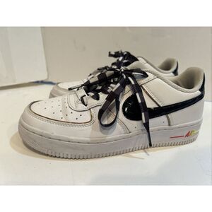 Nike Air Force‎ 1 AF1 Low "Fresh" White Black Patent Swoosh Size 5Y DJ5528-100